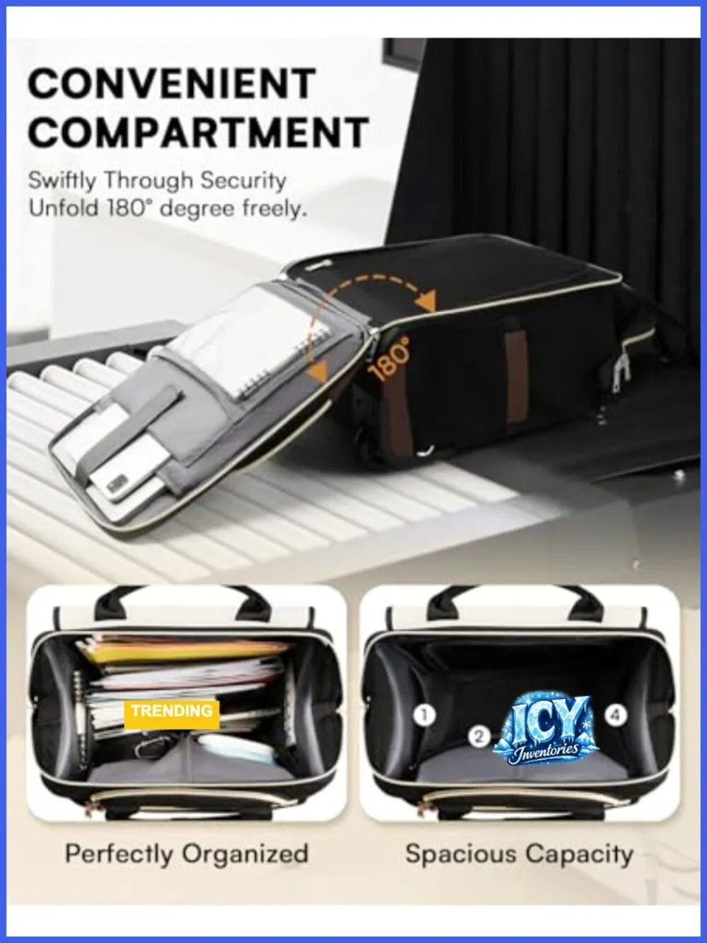 Rolling Backpack with Wheels, Travel Laptop Rolling Backpack, Water-Resistant